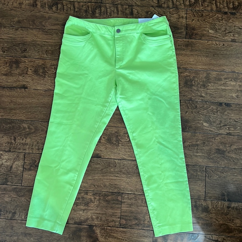 NWT Christopher & Banks lime green pants, size 16